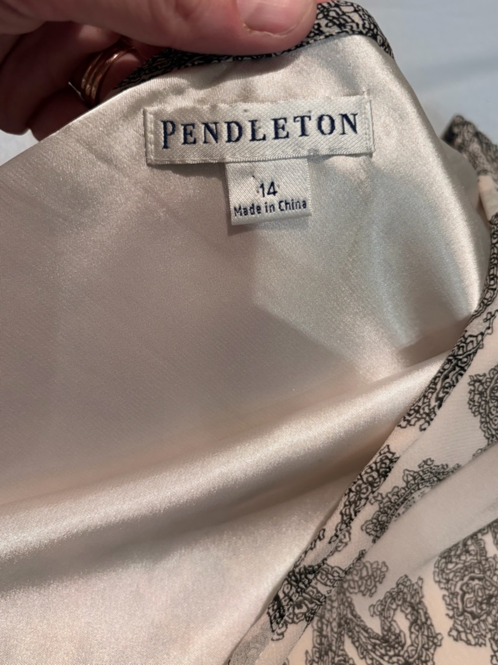 Pendleton Cream and Black Paisley Lined Skirt - Picture 3 of 5